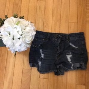 dark denim shorts